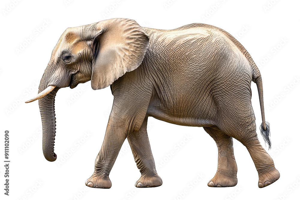 Obraz premium A majestic elephant walking gracefully in its natural habitat, showcasing its strength and beauty in a serene environment.