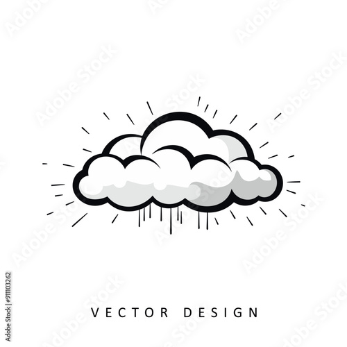 simple white cloud vector design isolated illustration