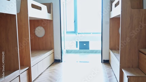 Student dormitory have beds and wardrobes in China
