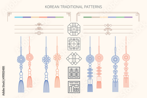 Korean traditional patterns, hanbok decorations,