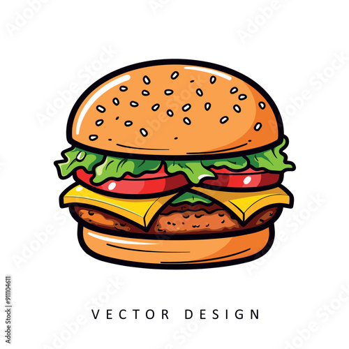 tasty burger fast food vector design illustration