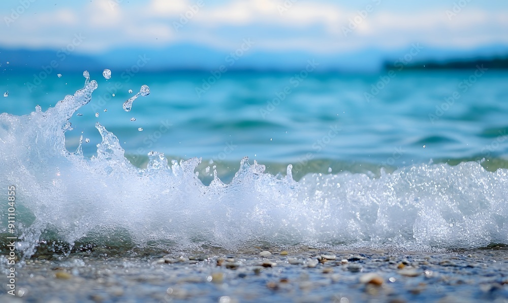 Obraz premium lake wave hitting the shore , Generative AI