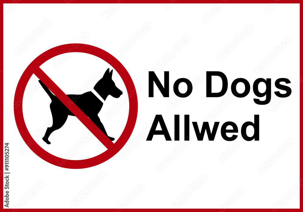 No dog walking sign. No dogs allowed. Zones for people who are afraid of dogs or allergic to them. No dogs. No dog walking sign. No dogs allowed. Zones for people who are afraid of dogs or allergic to them. No dogs.