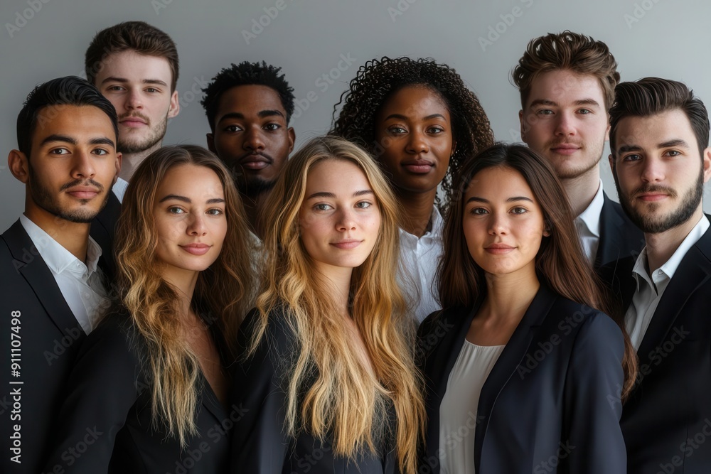 diverse group of young professionals posed together mix of ethnicities and genders business attire confident expressions white background diverse group of young professionals posed together mix of ethnicities and genders business attire confident expressions white background