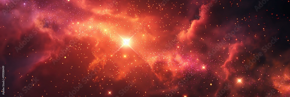 A breathtaking view of a red nebula filled with bright stars, highlighting the beauty and vastness of the cosmos, invoking awe and wonder. A breathtaking view of a red nebula filled with bright stars, highlighting the beauty and vastness of the cosmos, invoking awe and wonder.
