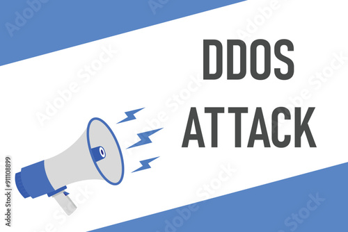 ddos attack button, banner, label, template for website. ddos attack text with colorful megaphone icon
