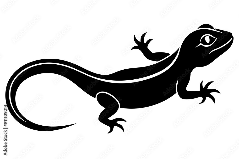 Naklejka premium Lizard black Silhouette vector isolated on white background 