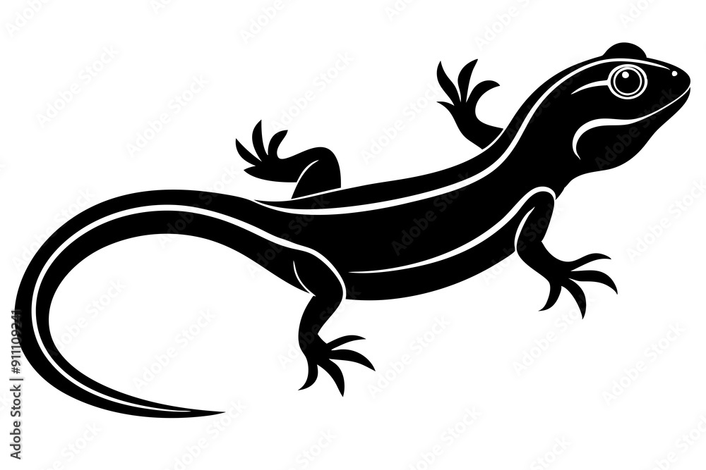 Naklejka premium Lizard black Silhouette vector isolated on white background