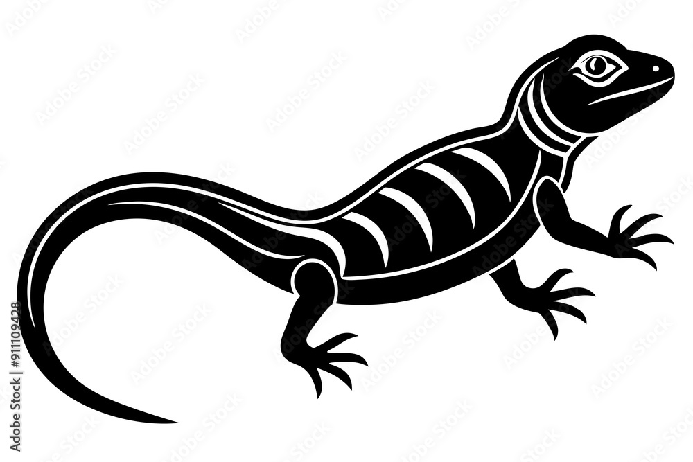 Naklejka premium Lizard black Silhouette vector isolated on white background