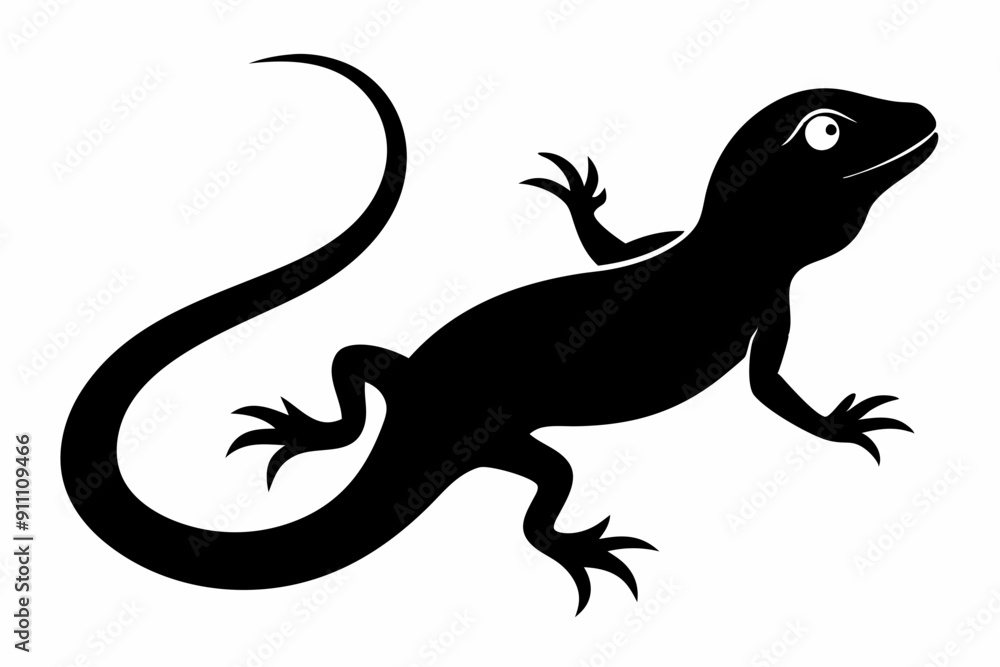 Fototapeta premium Lizard black Silhouette vector isolated on white background 