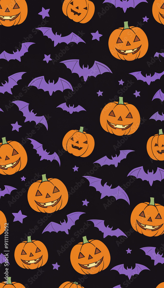 Halloween Bats and Pumpkins Pattern Halloween Bats and Pumpkins Pattern