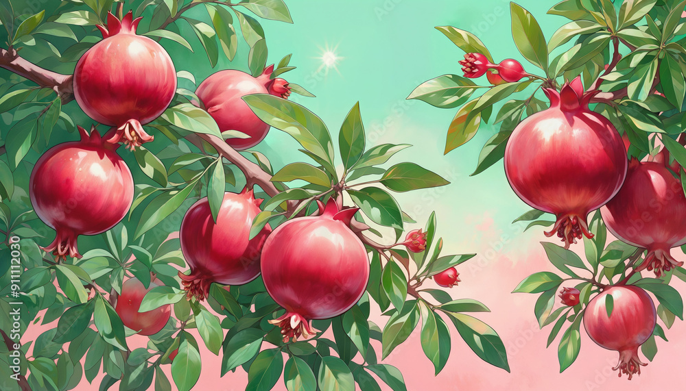 Pomegranate Tree with Red Fruits Pomegranate Tree with Red Fruits