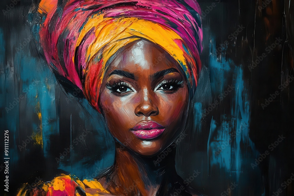 ethereal abstract portrait of a regal black woman adorned with a ...