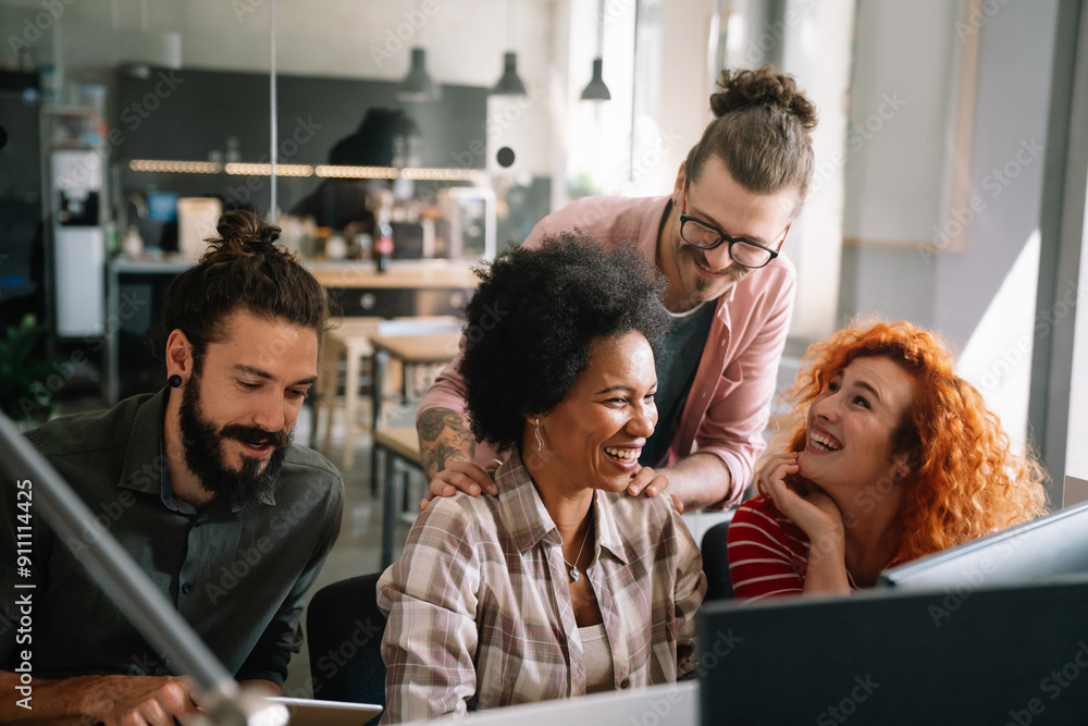 © NDABCREATIVITY - Software engineers working on project and programming in company. Startup business teamwork concept © NDABCREATIVITY - Software engineers working on project and programming in company. Startup business teamwork concept