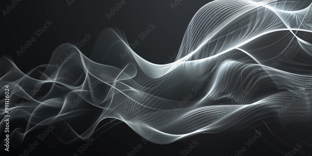 Fototapeta premium An artistic and visually stunning representation of flowing wave patterns creates a captivating sense of movement set against a dark and contrasting backdrop