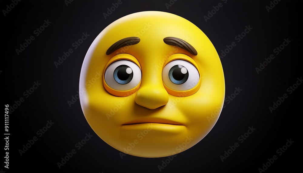 Fototapeta premium Thinking face three-dimensional emoji. 