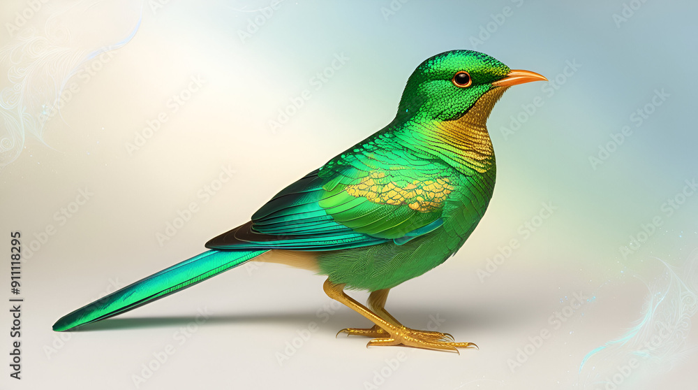 Default A vibrantly plumed iridescent emerald green bird with ai generatie Default A vibrantly plumed iridescent emerald green bird with ai generatie