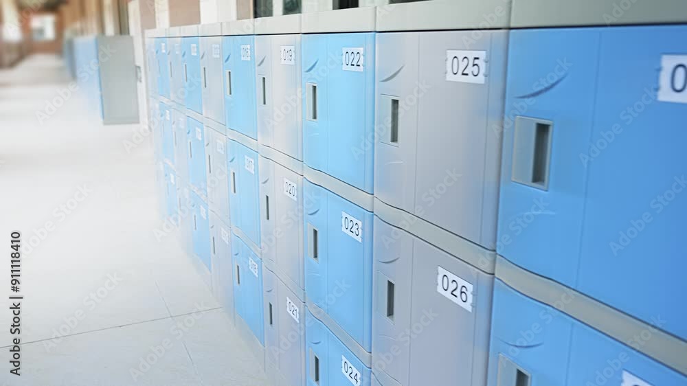 School hallway with storage cabinets School hallway with storage cabinets