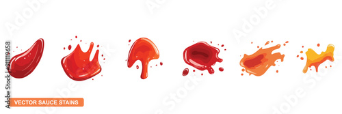 vector collection of hot sauce stains isolated on white background