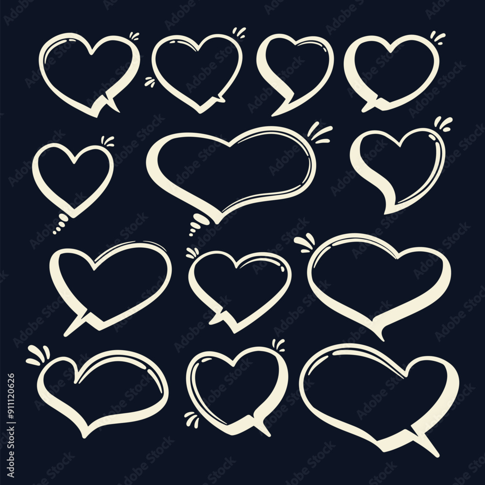 Bold Line Love Speech Bubble Cartoon Conversation text box set Bold Line Love Speech Bubble Cartoon Conversation text box set