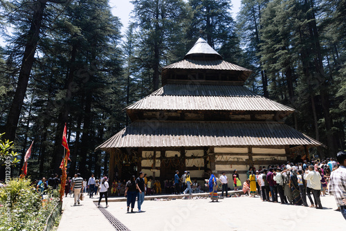 : wooden structure of Hadimba temple s in Manali, Himachal Pradesh, India