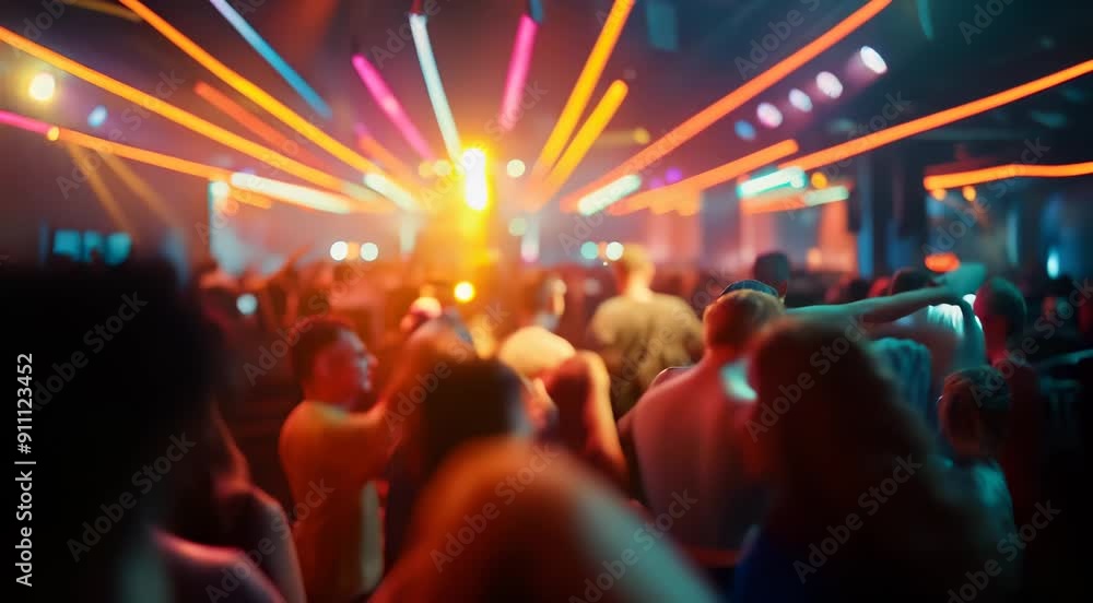 custom made wallpaper toronto digitalCrowded nightclub with vibrant multicolored neon lights and people dancing and enjoying the lively atmosphere.