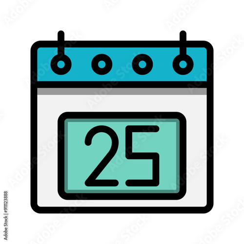 Calendar 25st date color linear icon. time, event, schedule and business symbols icons. Suitable for websites, UI, interfaces and mobile applications. photo