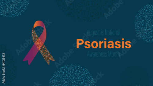 Psoriasis awareness month is observed every year in august, vector illustration.