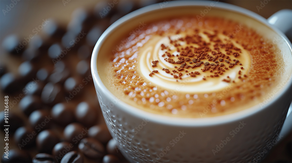 Cup of Coffee with Frothy Milk Showing Textures and Swirls
Cup of Coffee with Frothy Milk Showing Textures and Swirls