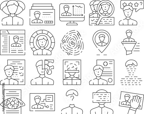 Kyc Know Your Customer Collection Icons Set Vector. Client Identification Card And Medical Information, Kyc Technology And Analysis Contour Illustrations