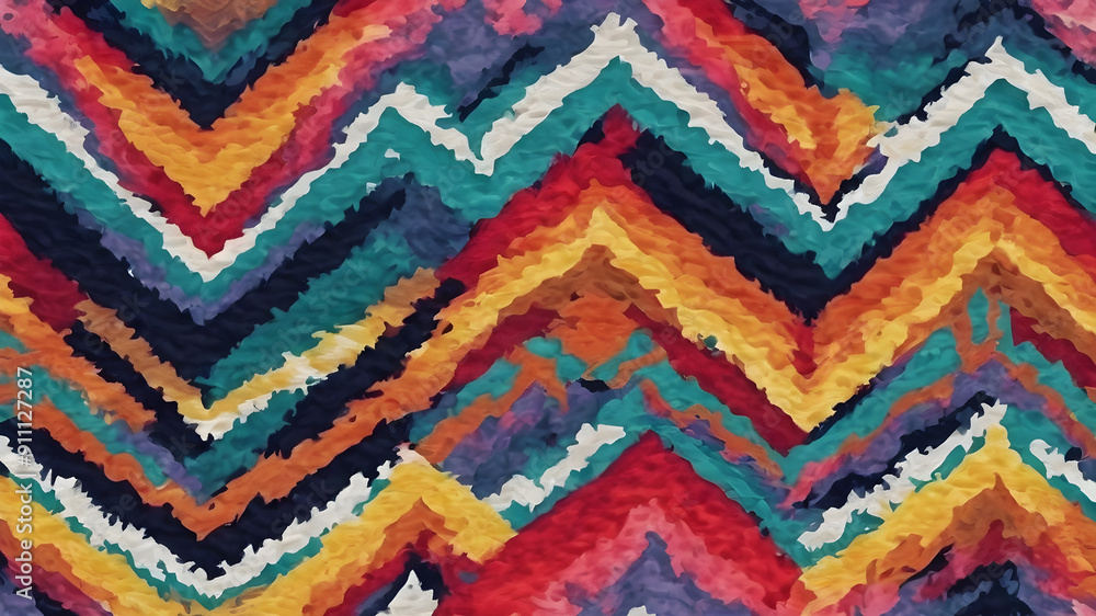 Ethnic fabric seamless pattern. Freehand zigzag stripes print. Boho chic design background. Tribal wallpaper. brush wavy lines. Hand drawn geometric ornament. Generative AI Ethnic fabric seamless pattern. Freehand zigzag stripes print. Boho chic design background. Tribal wallpaper. brush wavy lines. Hand drawn geometric ornament. Generative AI