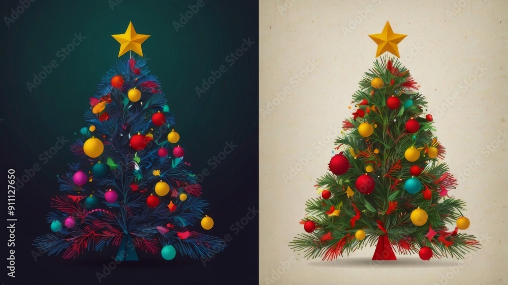 Obraz premium Christmas tree toy in the form of a house on a branch. Christmas mood background. Vacation atmosphere. Comfort hyuge concept cozy. Family budget Mortgage buying real estate