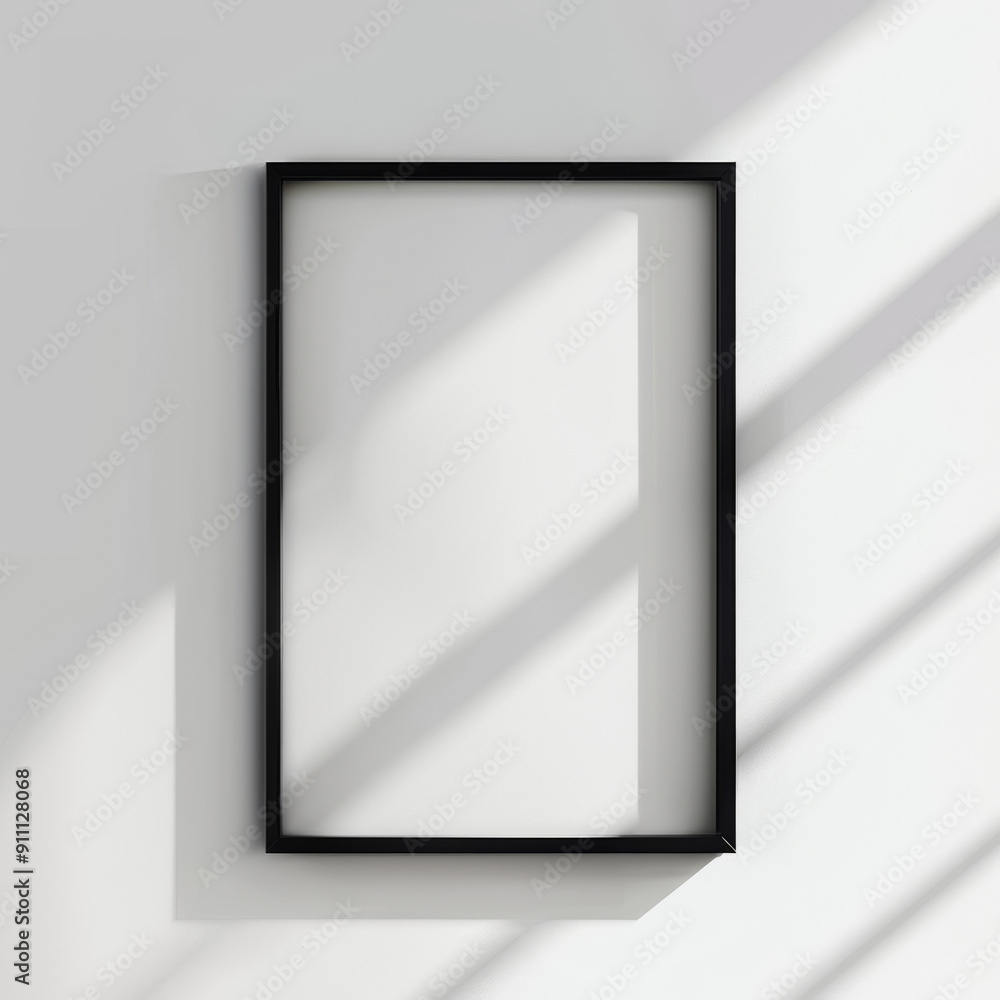Blank Picture Frame Mockup on Minimalist White Wall Blank Picture Frame Mockup on Minimalist White Wall