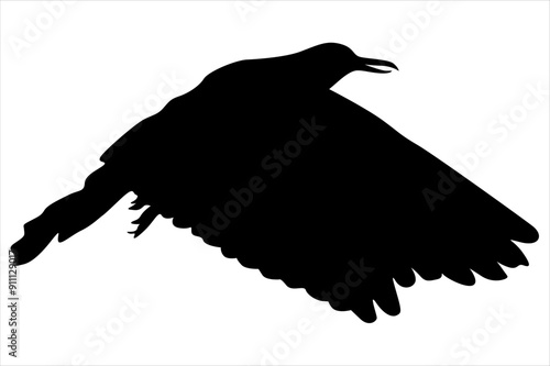 Silhouette of a Bird in Flight for Design Decoration