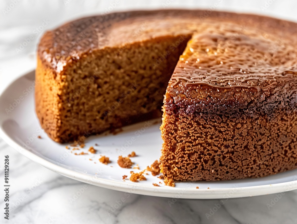 Freshly Baked Honey Cake with Slice Removed Freshly Baked Honey Cake with Slice Removed