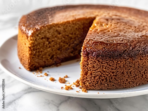 Freshly Baked Honey Cake with Slice Removed