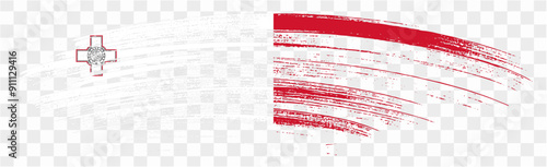 Malta flag brush paint textured isolated on png or transparent background. vector illustration  