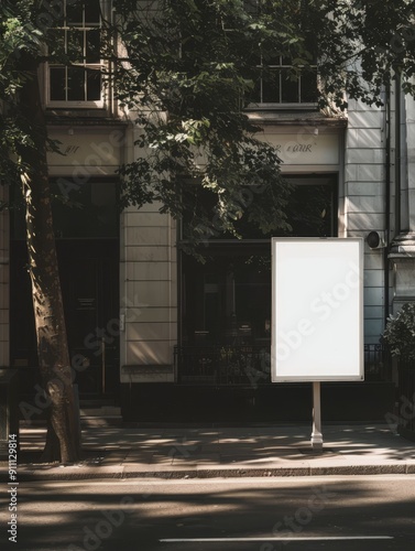 a blank billboard is sitting on the side of a street photo