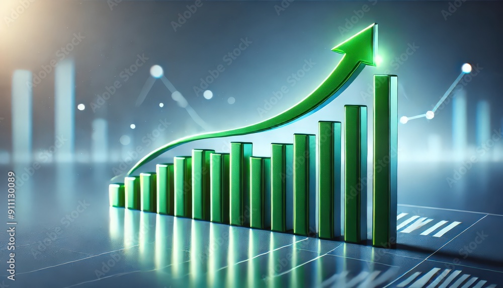 A financial graph with a upward arrow showing growth A financial graph with a upward arrow showing growth
