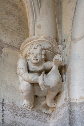 France - Azay-le-Rideau - Gothic Cherub Architectural Detail photo