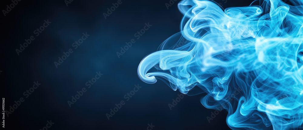Explore the mesmerizing blend of light blue ink and smoke against a black backdrop, capturing the essence of fluidity and contrast in this captivating visual. Explore the mesmerizing blend of light blue ink and smoke against a black backdrop, capturing the essence of fluidity and contrast in this captivating visual.