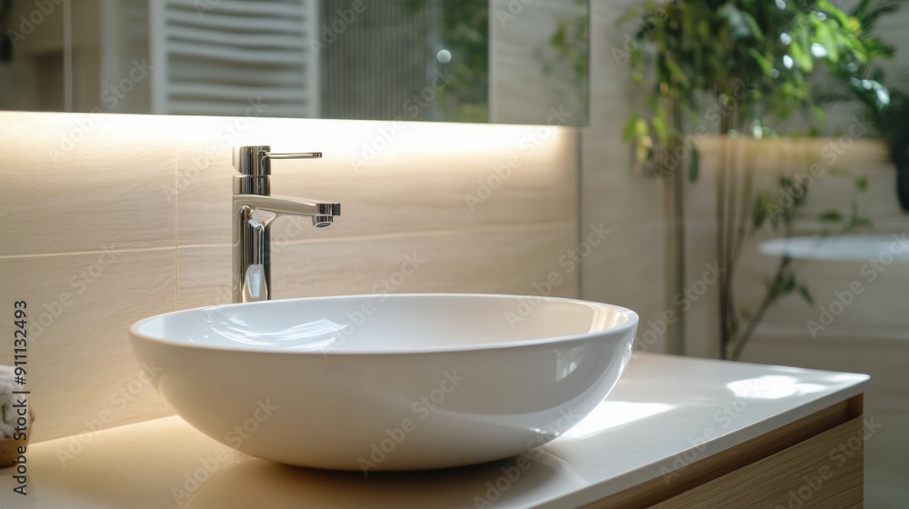 Modern Bathroom Sink with Chrome Faucet Modern Bathroom Sink with Chrome Faucet