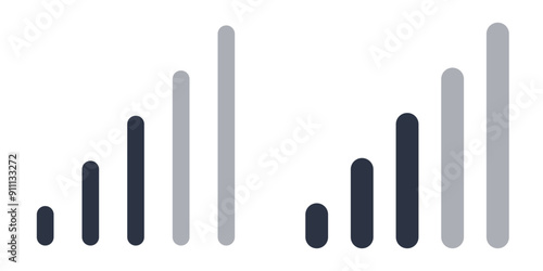 Signal Strength or Signal Bars simple icons set designed in filled, outline, line and stroke style