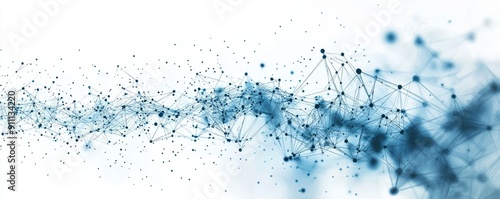 Abstract illustration of a wireframe network with interconnected points in blue tones