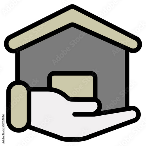 Estate Agent Icon in Filled Line Style