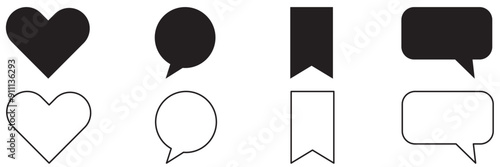 Wallpaper Mural Share, save, like and comment icon set. Vector EPS 10 Torontodigital.ca