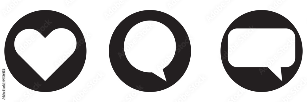 Share, save, like and comment icon set. Vector EPS 10 Share, save, like and comment icon set. Vector EPS 10