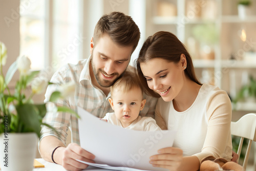 Family Reviewing Debt Consolidation Options, Financial Management Concept, Budgeting and Debt Relief, Household Financial Planning