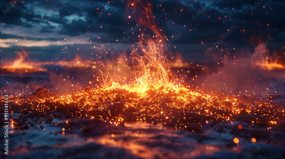 Fiery Inferno: A Glowing Burst of Lava Fiery Inferno: A Glowing Burst of Lava
