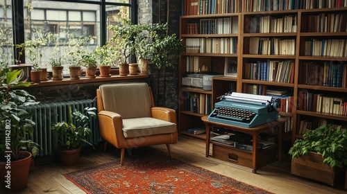 home office corner vintage typewriter